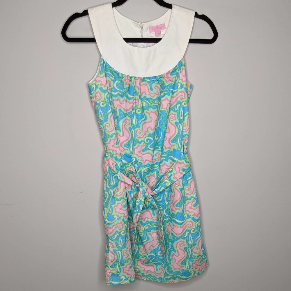 LILLY PULITZER • Adrianna Blue Pink Seahorse Dress - Picture 6 of 9